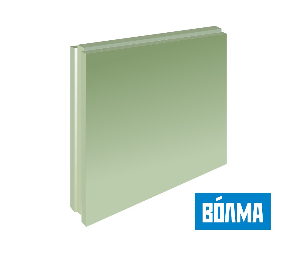 Плита гипсовая пазогребневая гидрофобизированная влагостойкая для перегородок 667x500x80мм (0.334 м2) Волма