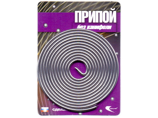 Припой ПОС-61 проволока, спираль D 1.5 мм ( без канифоли, Длина 1м), Векта 30324