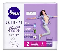 Прокладки гигиенические женские Natural Soft Extra Soft 3 в 1 удлиненные (7 штук), Sleepy