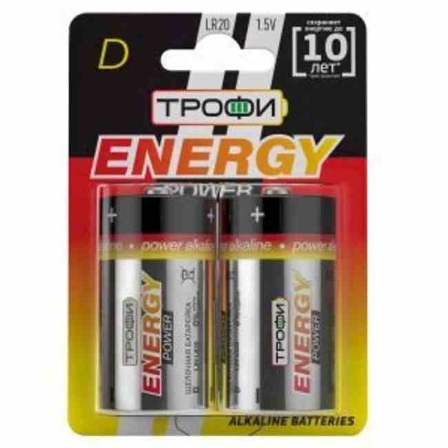 Элемент питания (батарейка) алкалиновый ENERGY POWER LR20-2BL Трофи C0034933