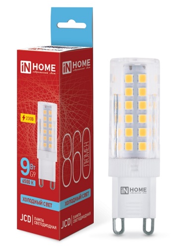 Лампа светодиодная LED-JCD 9Вт 230В G9 6500К 860Лм IN HOME
