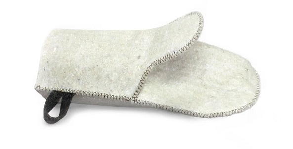 Рукавица для бани войлок белый Б431 Главбаня