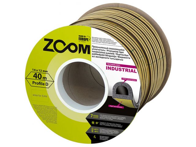 Уплотнитель D 14ммх12мм белый ZOOM INDUSTRIAL