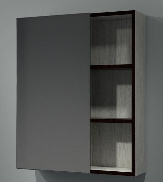 Шкаф навесной зеркальный Винтер 55 (дерево светлое) универсальный Kaksa-A