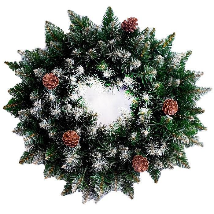 Венок белыми кончиками и шишками 45 см, МВСБШ-45, МАГ-2000