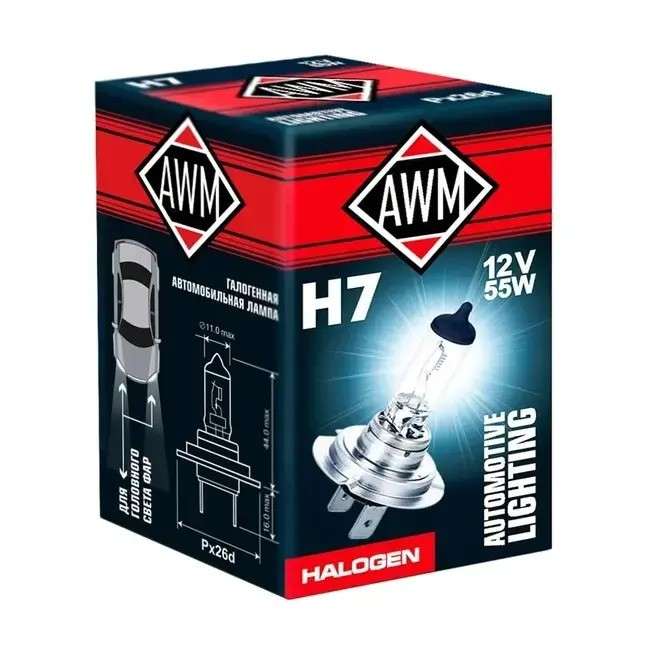 Лампа галогенная H7 12V 55W PX26D AWM 410300029