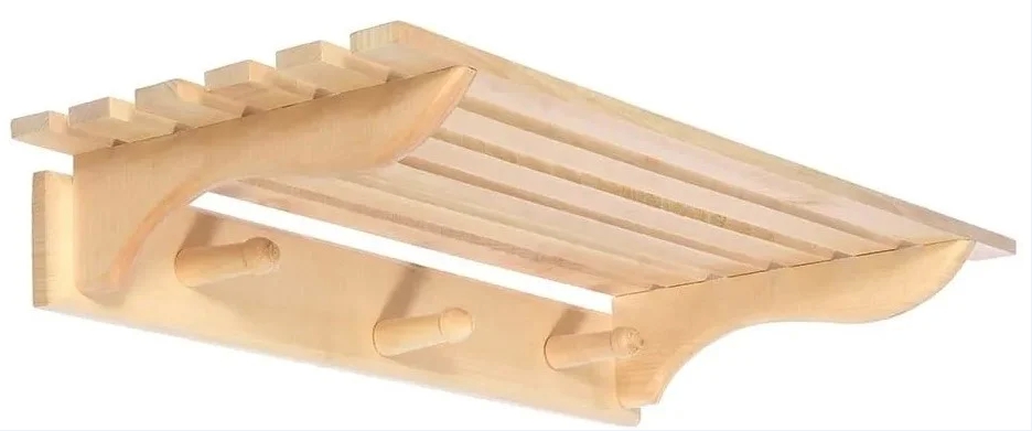 Полка-вешалка банная 3 рожка 28х60х10 см липа Банные Штучки 32008