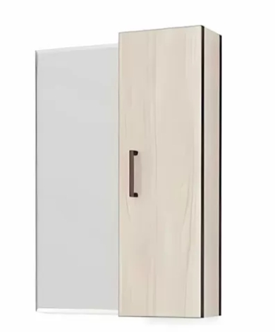 Шкаф навесной зеркальный Сантана 50 (ясень шимо) универсальный Kaksa-A