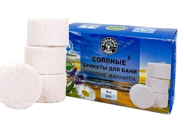 Брикет соляной Укрепление Иммунитета (эвкалипт,полынь,лаванда,ромашка) 350г Бацькина баня