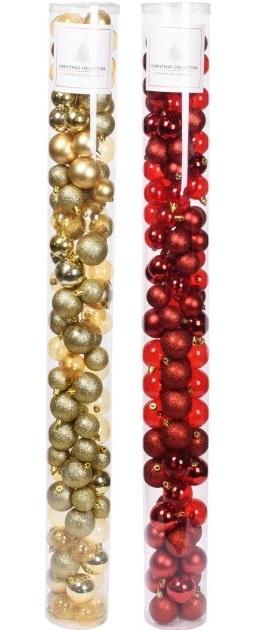 Набор шаров елочных (100 шт), цвета в ассортименте (красный, золотой), Koopman ACS100600