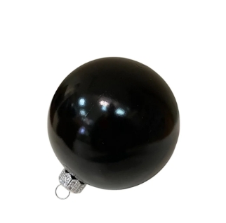 Шар новогодний глянец 80мм черный, (4шт) GreenTerra