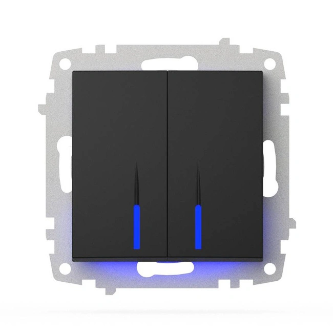 Выключатель 2-клавишный Zena-Vega 10А вантаблэк EL-BI 609-014800-203 (с индикатором)