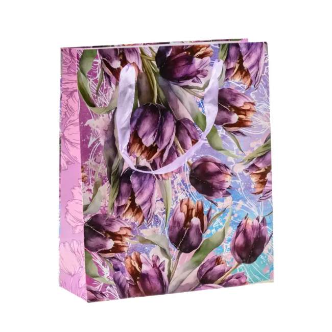 Пакет подарочный Романтичные тюльпаны 21х25х8 см Belbohemia 9916289