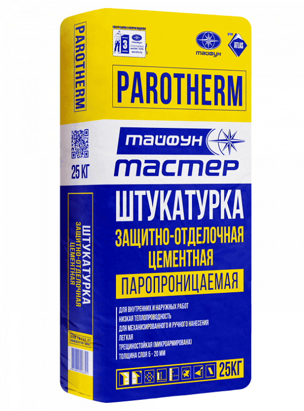 Штукатурка цементная защитно-отделочная PAROTHERM, 25 кг