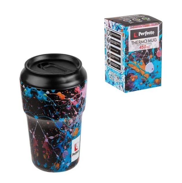 Термокружка, 450 мл, нержавеющая сталь, dark splash, серия 3D, 27-450103 PERFECTO LINEA