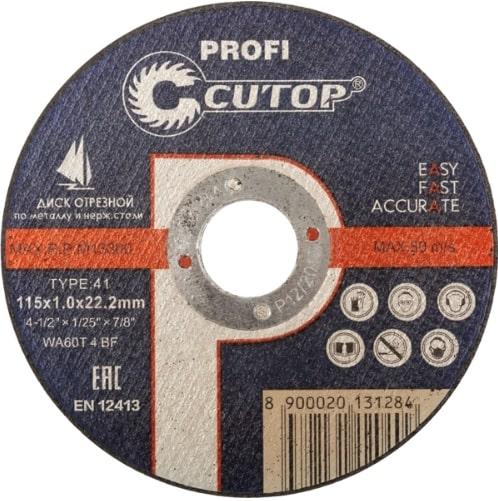 Круг отрезной 115х1.0x22.2 мм по металлу и нерж. стали Cutop Profi