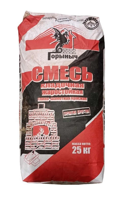 Смесь кладочная жаростойкая глино-шамотная красная 25кг Горыныч