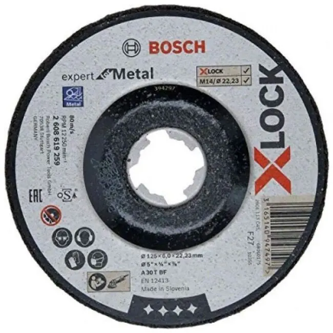 Круг обдирочный X-LOCK Expert for Metal 125х6x22.2 мм для металла BOSCH 2608619259