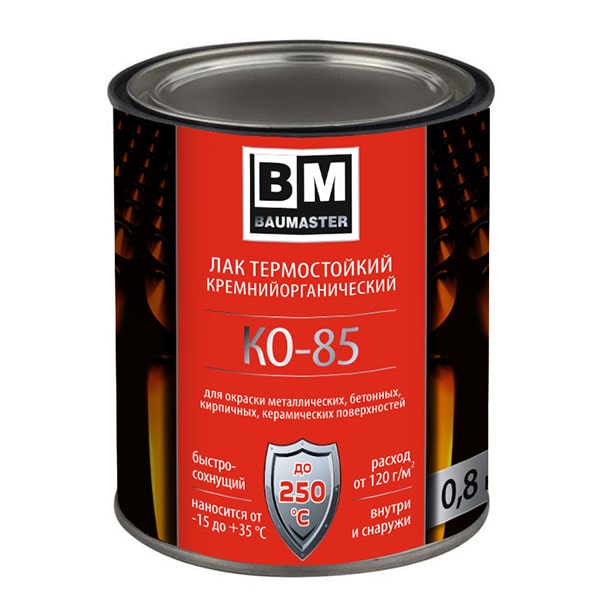 Лак термостойкий КО-85 0,8 кг BAUMASTER