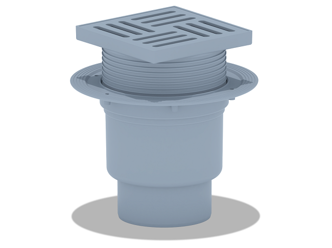 Трап вертикальный регулируемый D110 с гидрозатвором, решётка из пластика, 150х150мм, Ани Пласт TA1710