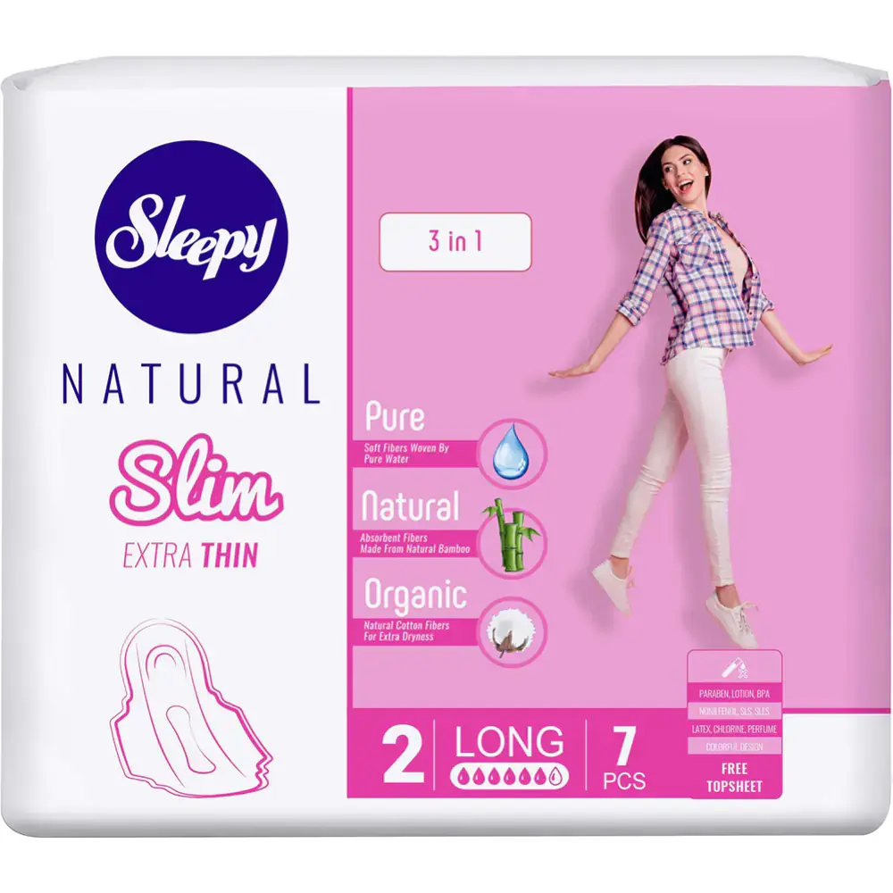 Прокладки супертонкие женские гигиенические (7 шт)  Sleepy Natural SLIM 