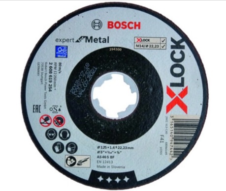 Круг отрезной X-LOCK Expert for Metal для металла 125х1.6x22.2 мм Bosch 2608619254
