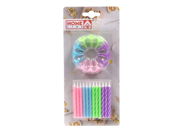 Набор свечей для торта с подставками 6 см (12 шт), JW2011C-12