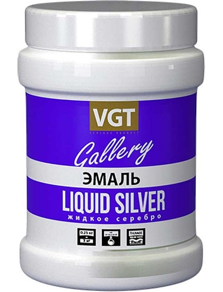 Эмаль МЕТАЛЛИК ВД-АК-1179 акриловая ЖИДКОЕ СЕРЕБРО 0.23кг VGT