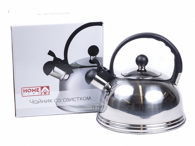 Чайник металлический со свистком и пластмассовой ручкой 3 л GS-04063 Home Line