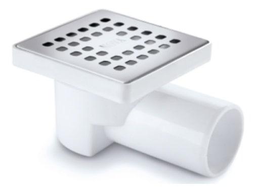 Сливной трап горизонтальный D50 с сухим затвором, решетка нерж. 100х100мм (5056) NOVA