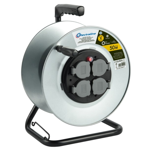 Катушка металлическая (без кабеля) 4 розетки 94012 Electraline