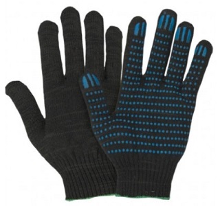 Перчатки х/б 7,5-й класс 6-нитка люкс, черные, 651009