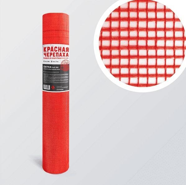 Стеклосетка штукатурная красная черепаха 5х5мм, 160 г/м, 1х50м Lihtar