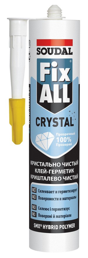 Клей-герметик гибридный Fix All Crystal прозрачный 290 мл Soudal