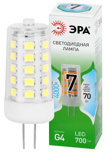 Лампа светодиодная G4-JC-7W-840-12V GL 4000K ЭРА GREEN LINE LED