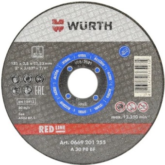Круг отрезной для металла 355х3.0x25.4 мм RED LINE, Wurth