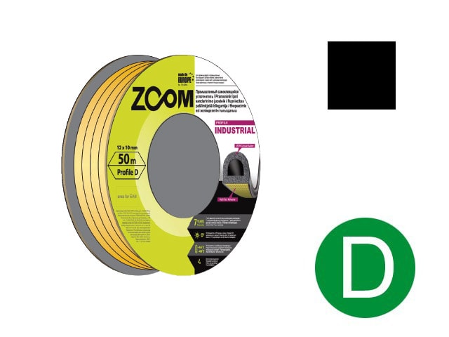 Уплотнитель D 12x10мм черный ZOOM CLASSIC