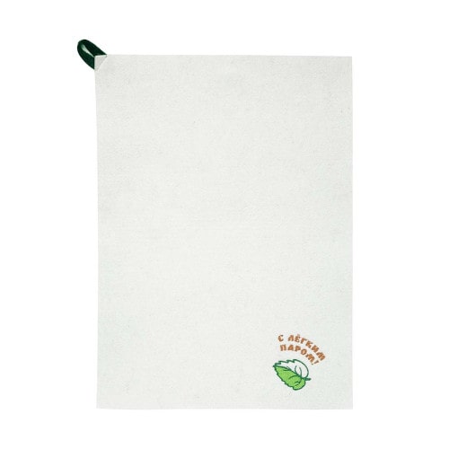 Коврик для бани и сауны с вышивкой С лёгким паром Лист 38х52см, войлок белый