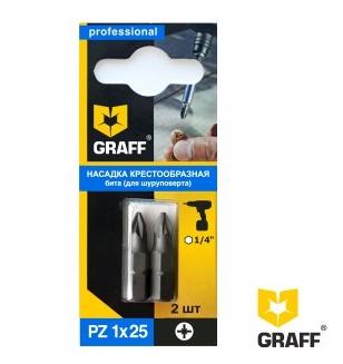 Бита PZ1x25 мм для шуруповерта (насадка) GRAFF 2 шт в блистере