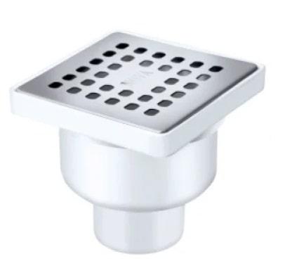 Сливной трап вертикальный D50 с сухим затвором, решетка нерж. 100х100мм (5066) NOVA