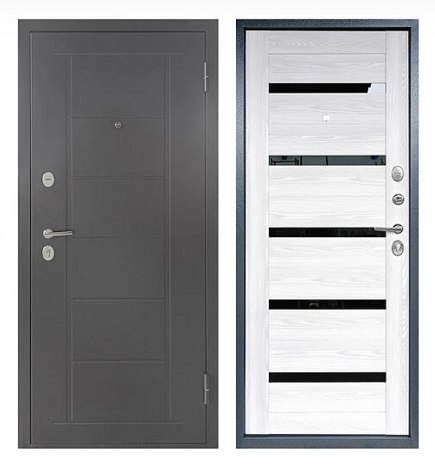 Дверь входная металлическая ТИТАН 2050x860 правая, графит/ривьера айс Промет