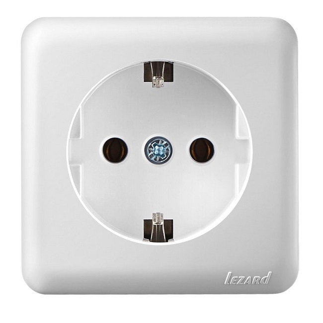 РОЗЕТКА 1-ая белая, с заземлением керамика, Viola Lizard