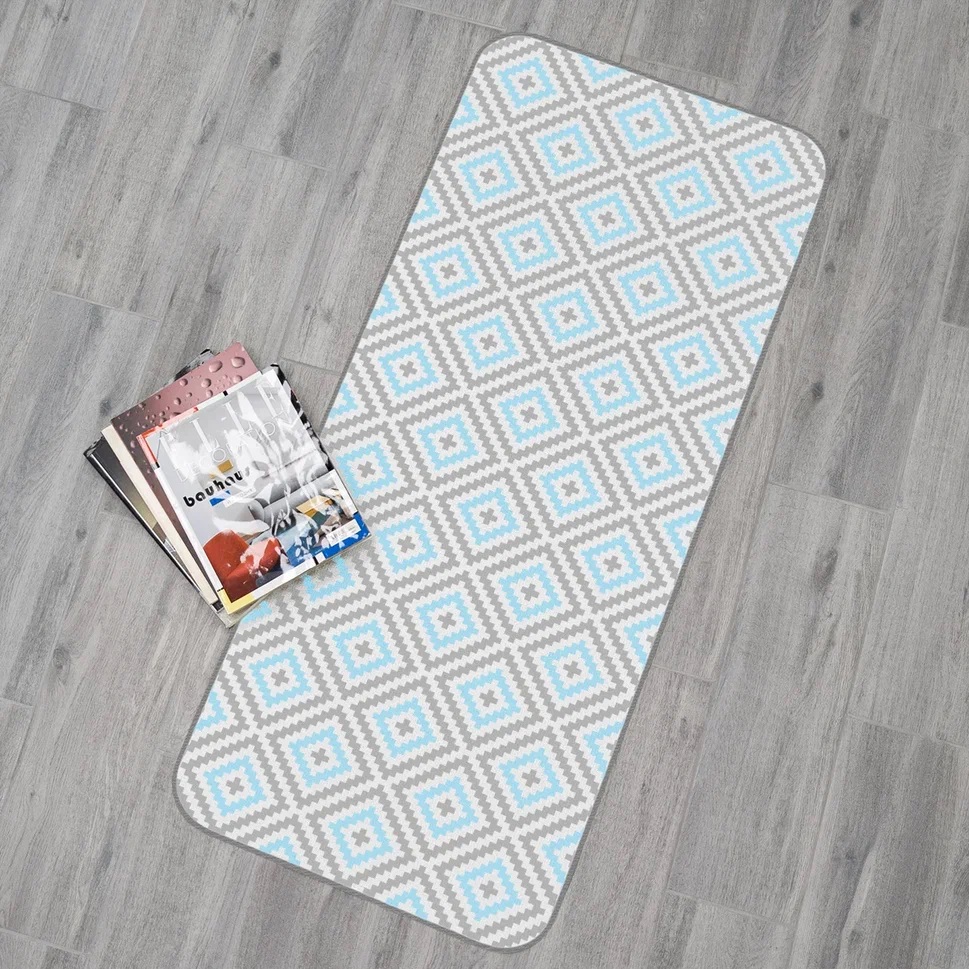 Коврик напольный Уютный Дом Ромбы 130 см серо-голубой Vilina 7113-22003-grey-blue