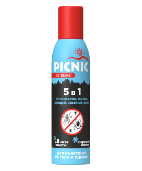 Аэрозоль от комаров, клещей, мошек, слепней, блох, 150 мл, PICNIC Extreme