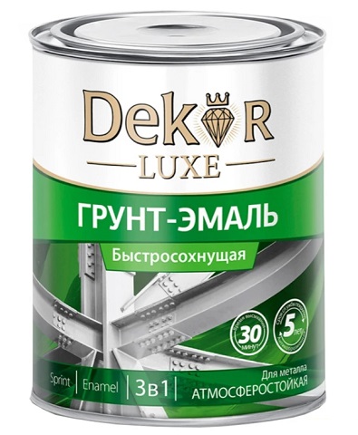 Грунт-эмаль Dekor Sprint 3 в 1 быстросохнущая, черная, 0.9 л