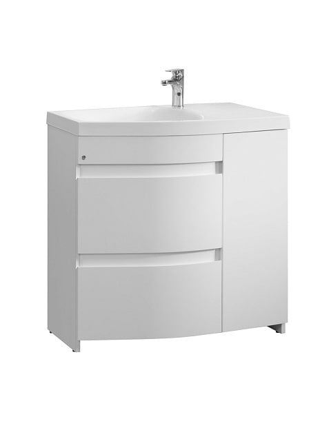 Тумба под умывальник Япония 80-02 Белый глянцевый, левый Belux