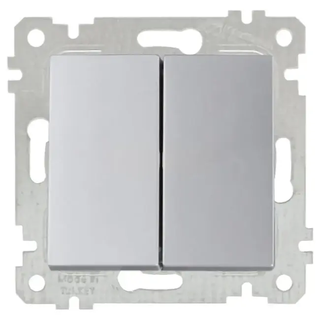 Выключатель 2-клавишный Rita 10А-250В нерж. сталь Mutlusan 2200-402-0182