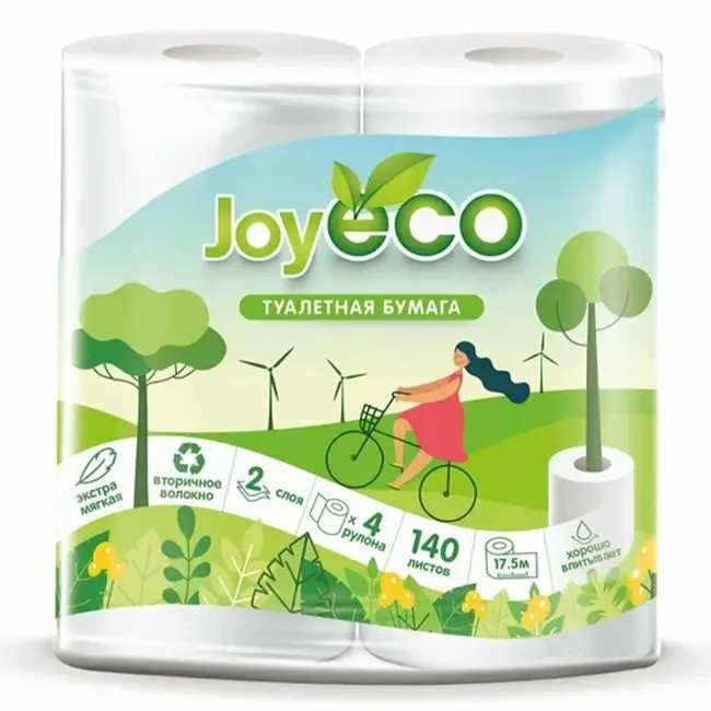 Бумага туалетная 2-слойная 4 рулона JOY Eco