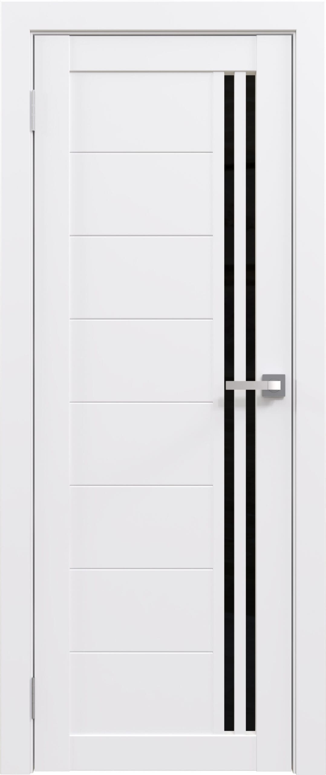 Дверное полотно Амати 26 Белая шагрень 200 см черное стекло ЮНИ Двери 