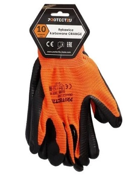 Перчатки гофрированные из полиэстера с нитриловым покрытием PROTECT2U ORANGE R10 EGA